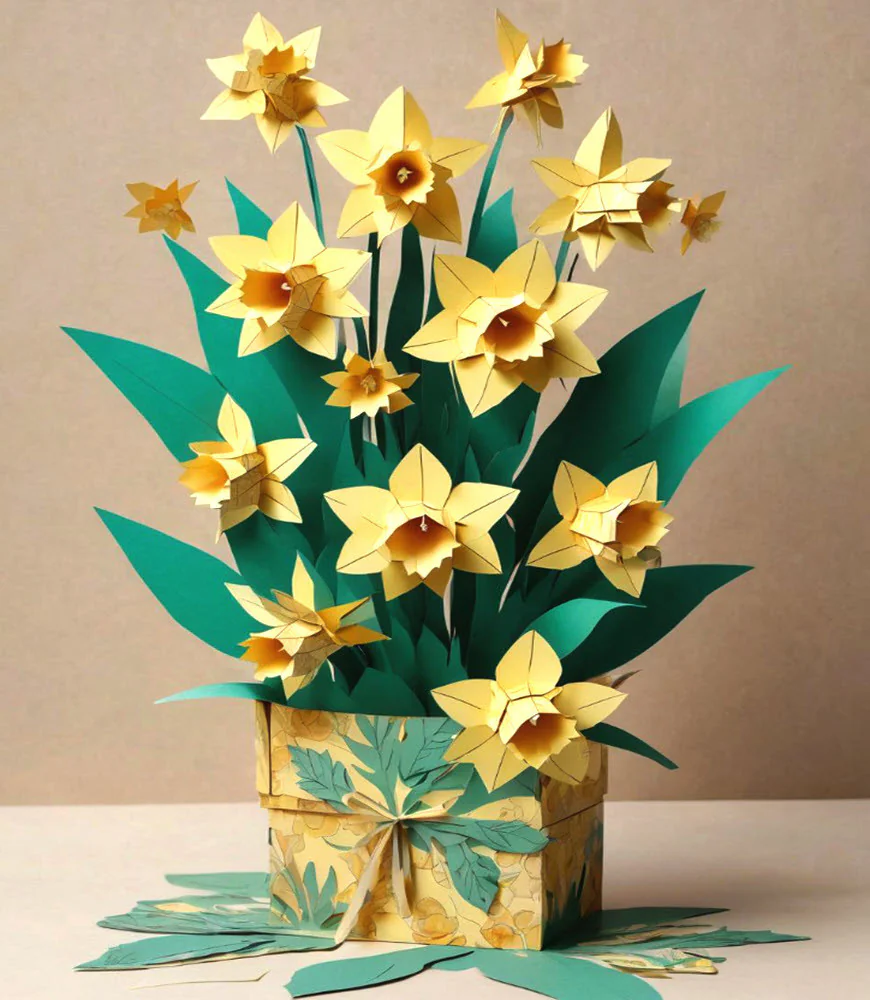 Paper Daffodil Bouquet Sketch