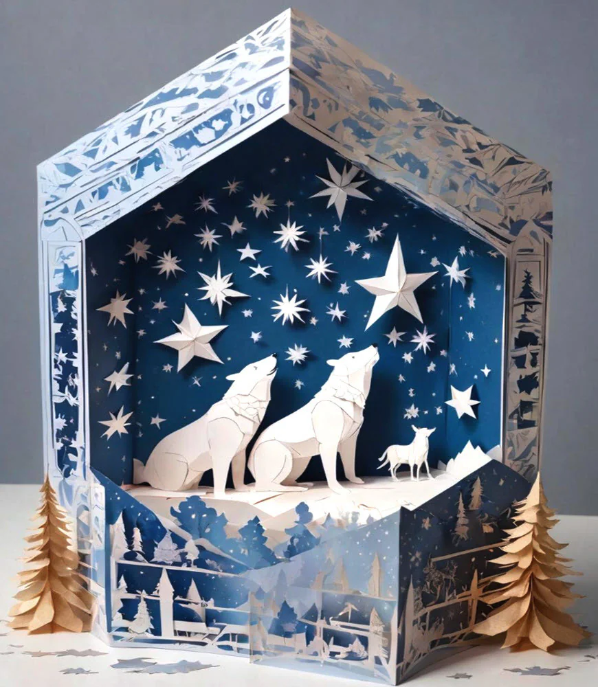 Paper Polar Night Sky with Stars Outline