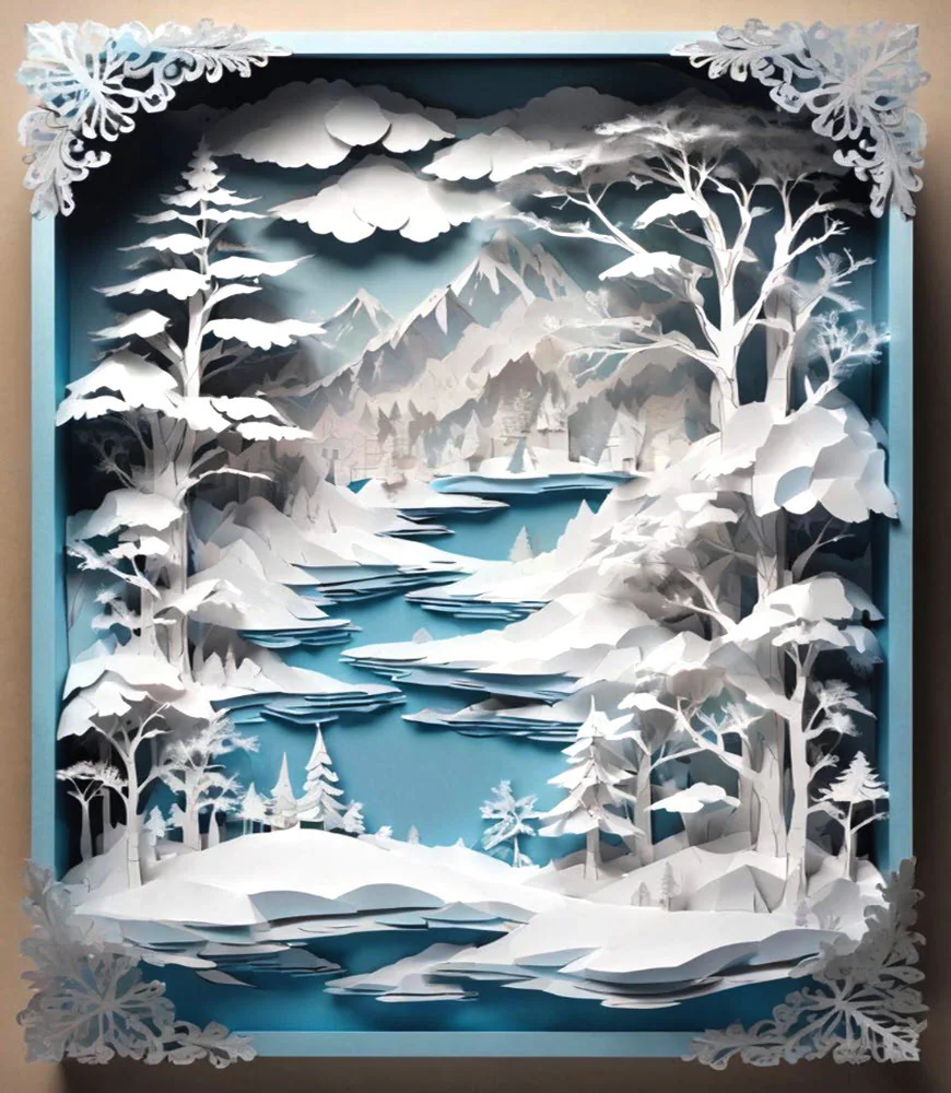 Snowdrift Papercraft Landscape Outline
