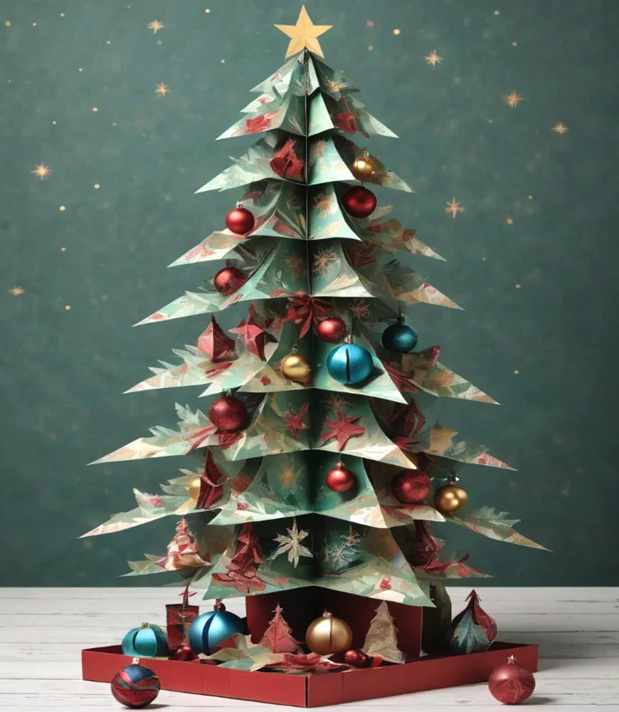 Paper Christmas Tree with Ornaments