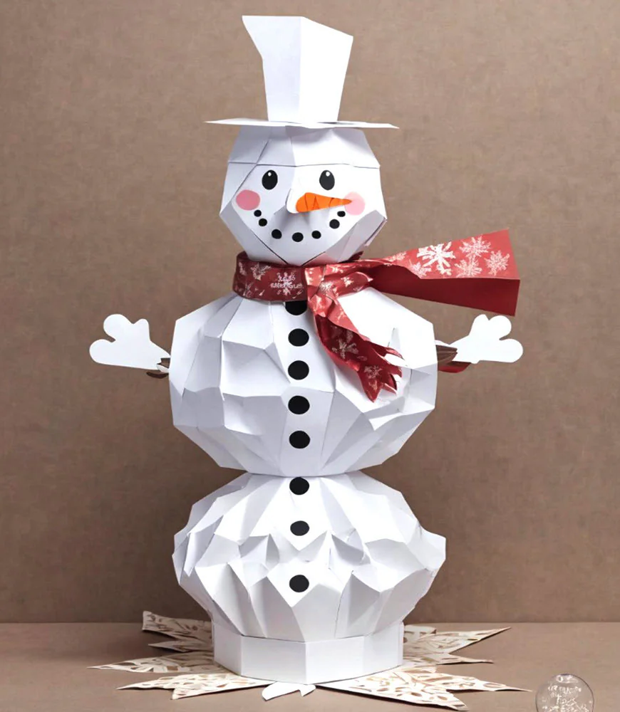 Folded Snowman with Scarf