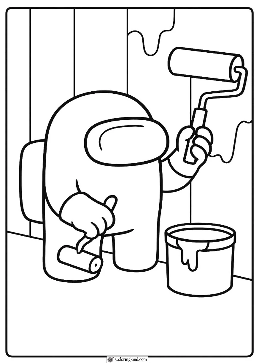 Crewmate Painting a Wall
