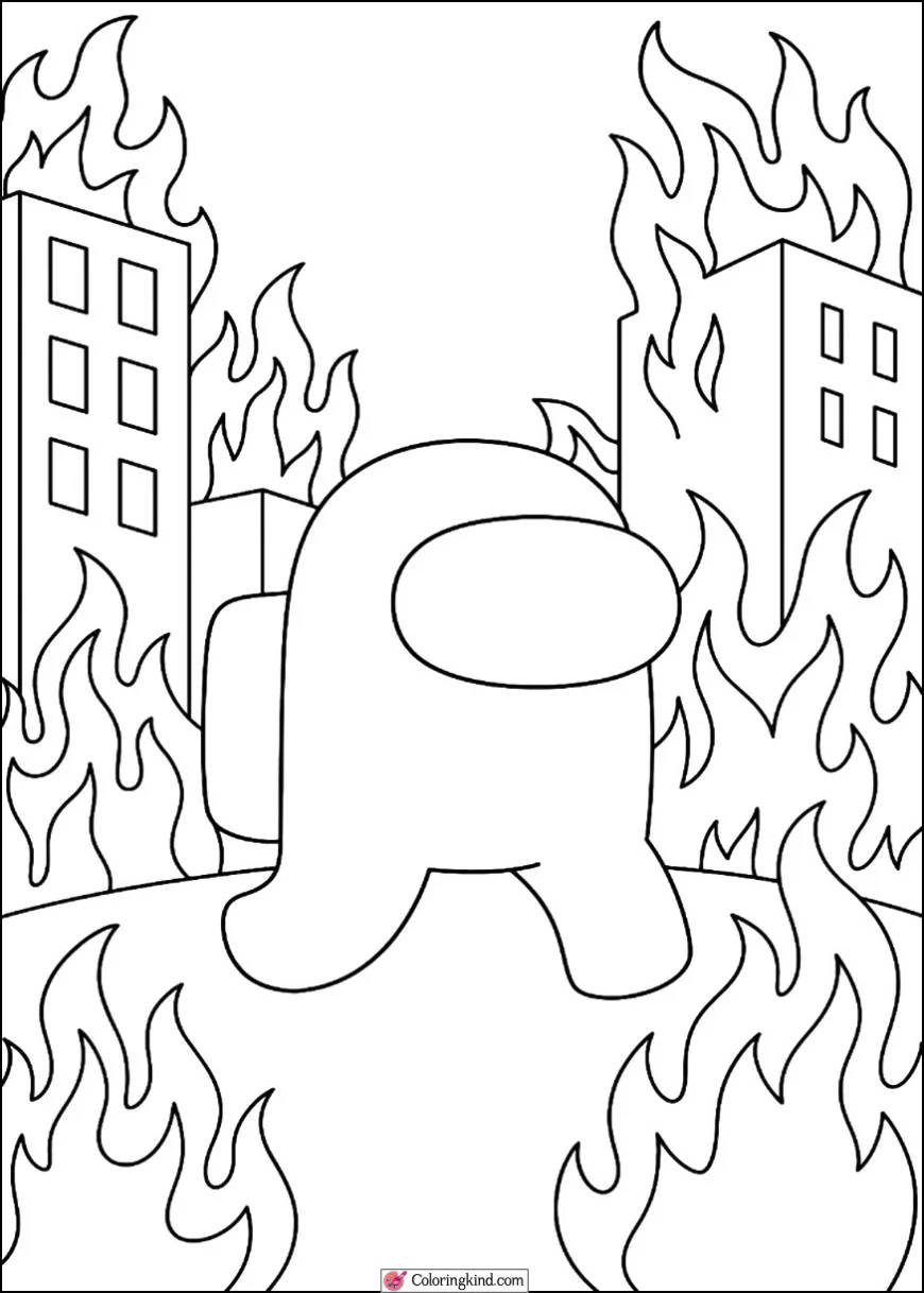 Crewmate Escaping a Burning City