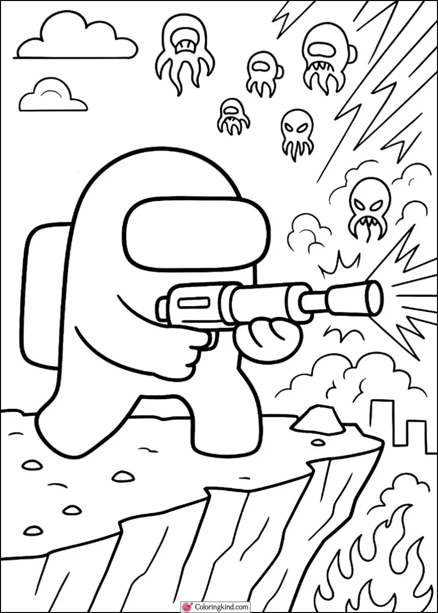 Crewmate Fighting Alien Invasion