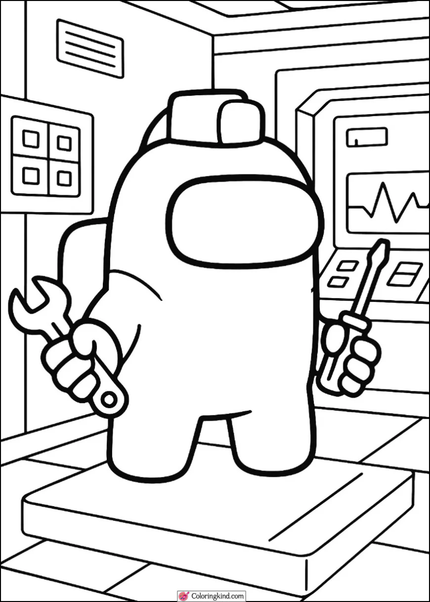 Engineer Crewmate with Tools in Control Room