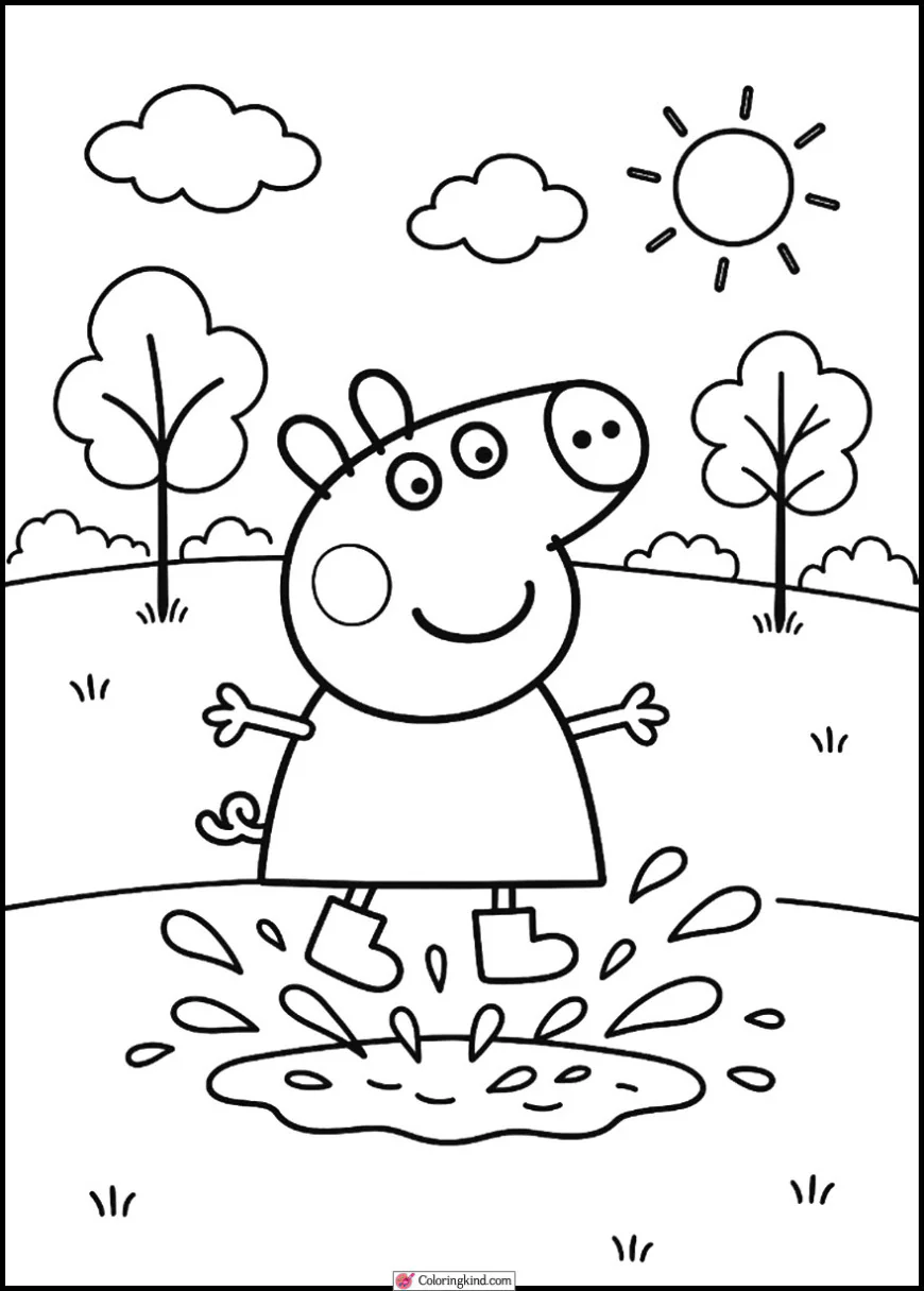 Peppa Pig Jumping in Muddy Puddles