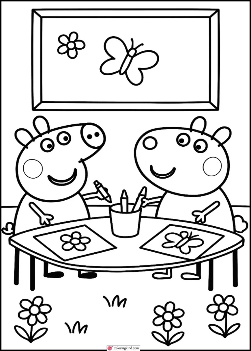 Peppa and Suzy Butterfly Drawing