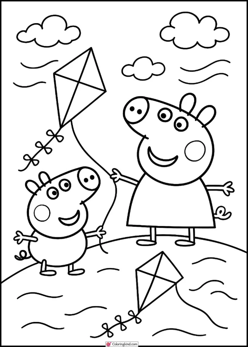 George and Peppa Flying Kites