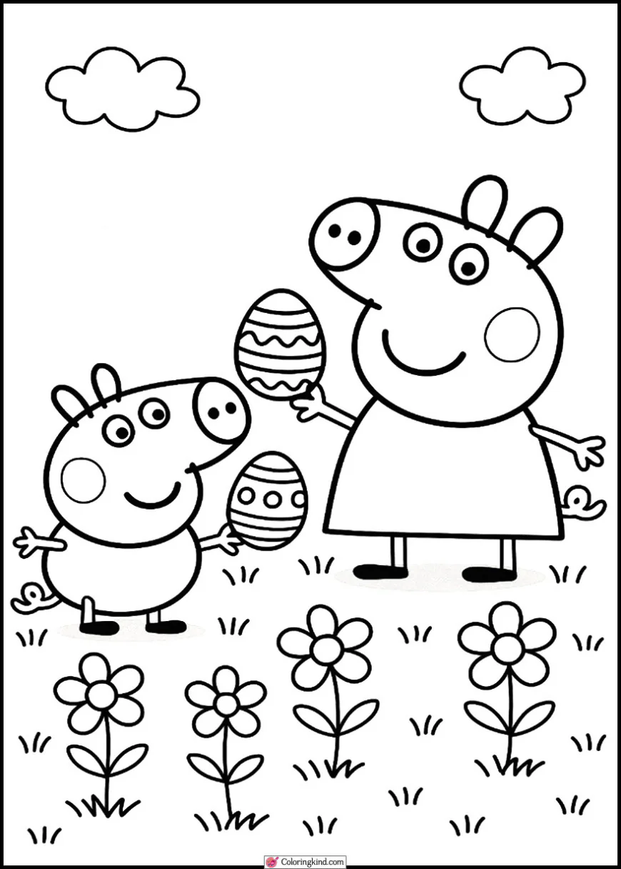 George and Peppa with Easter Eggs