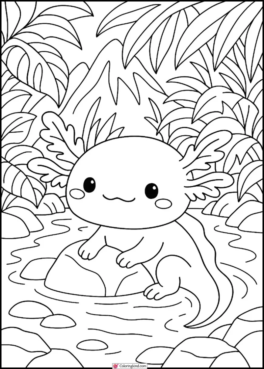 Axolotl in Jungle Stream