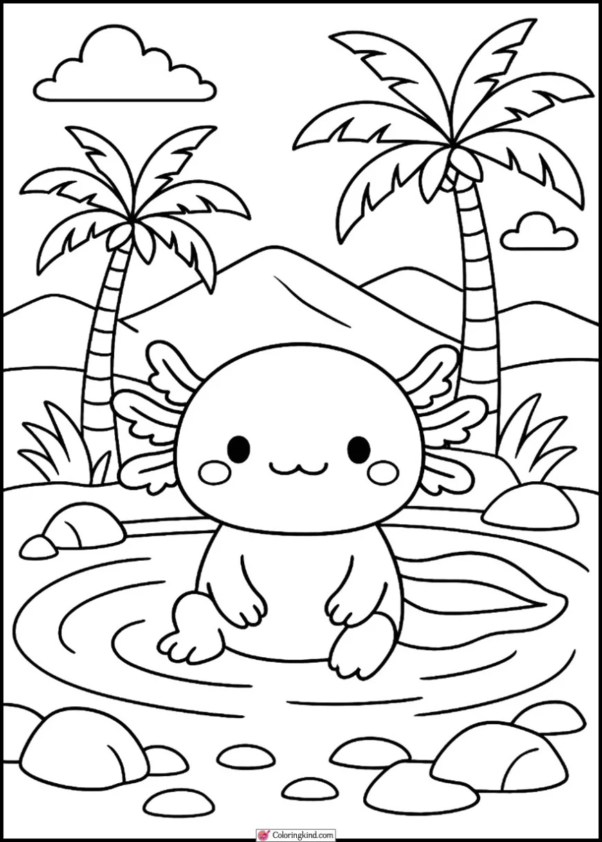 Axolotl in Desert Oasis