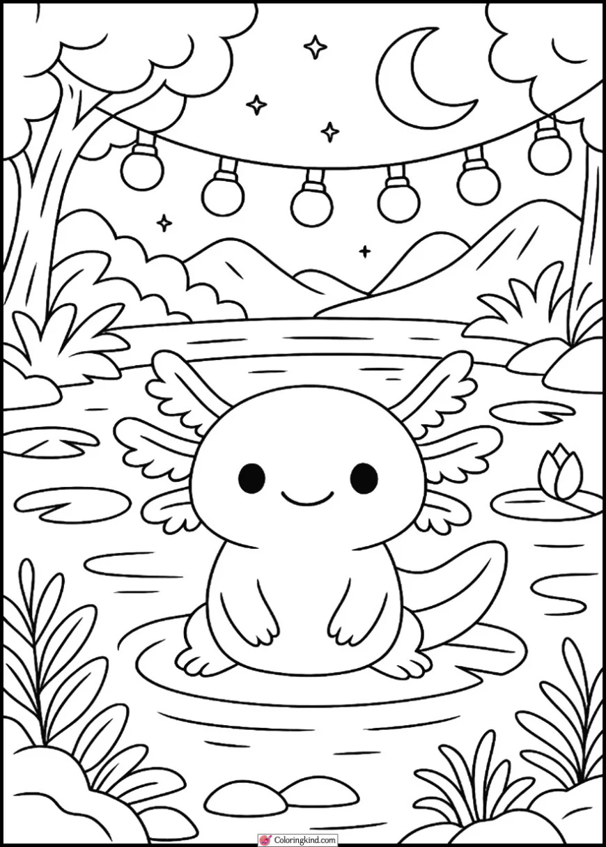Axolotl with Fairy Lights