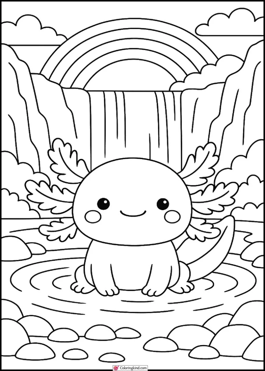 Axolotl with Rainbow