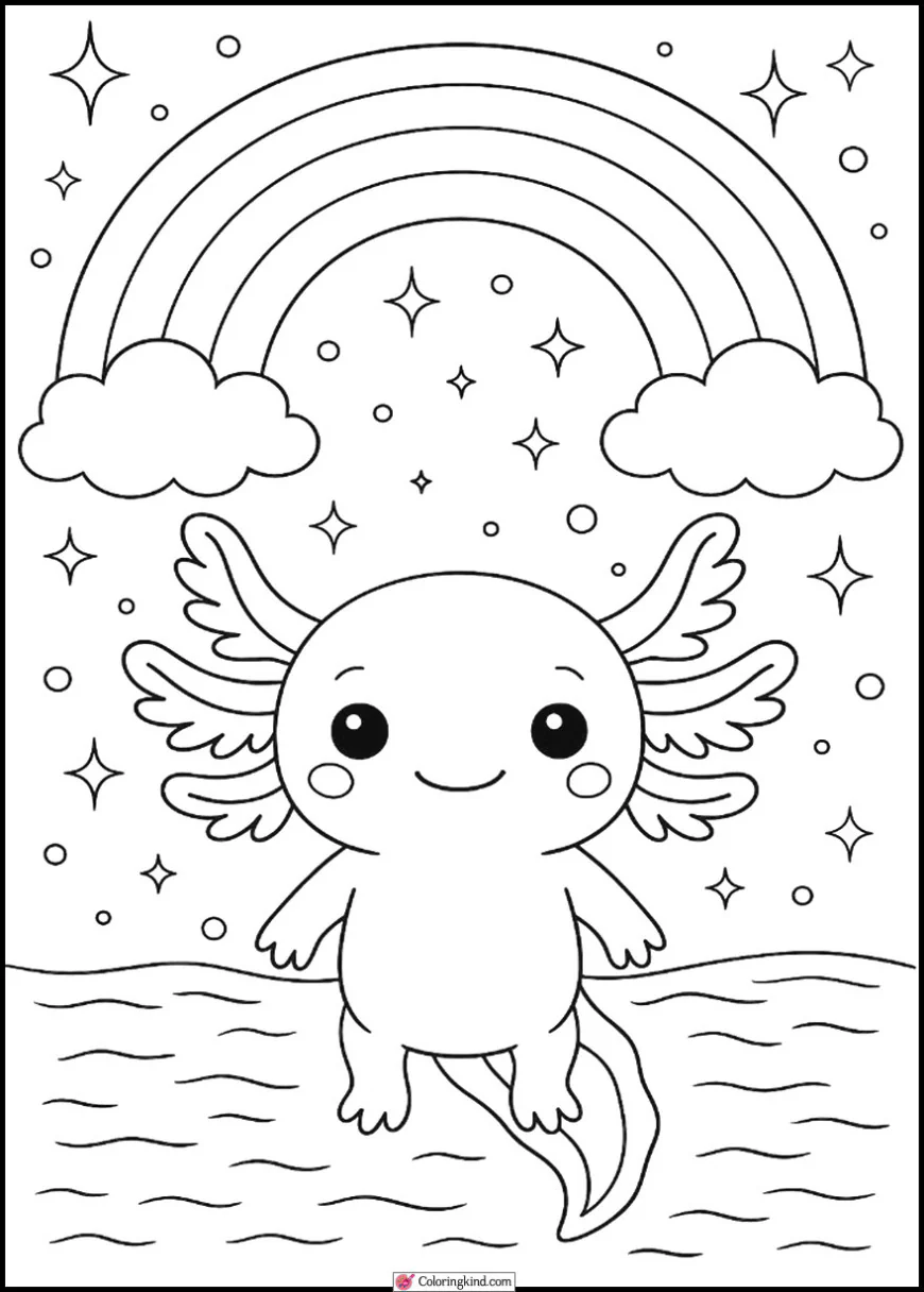 Axolotl Under Rainbow