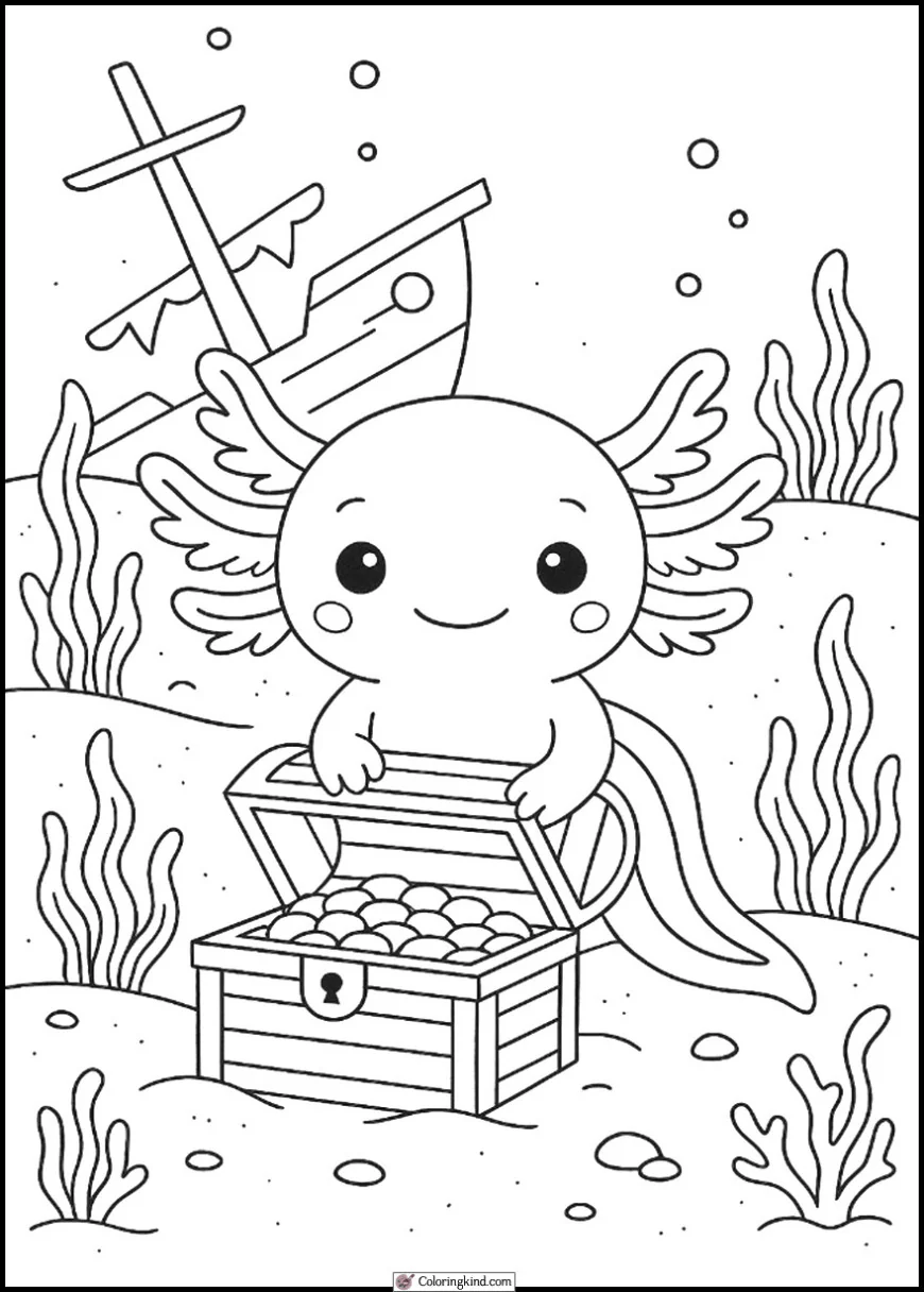 Axolotl with Treasure Chest