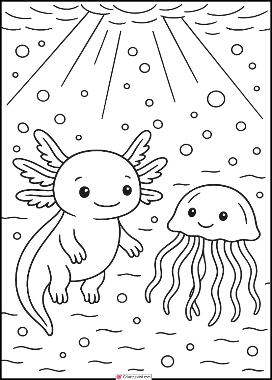Axolotl with Jellyfish