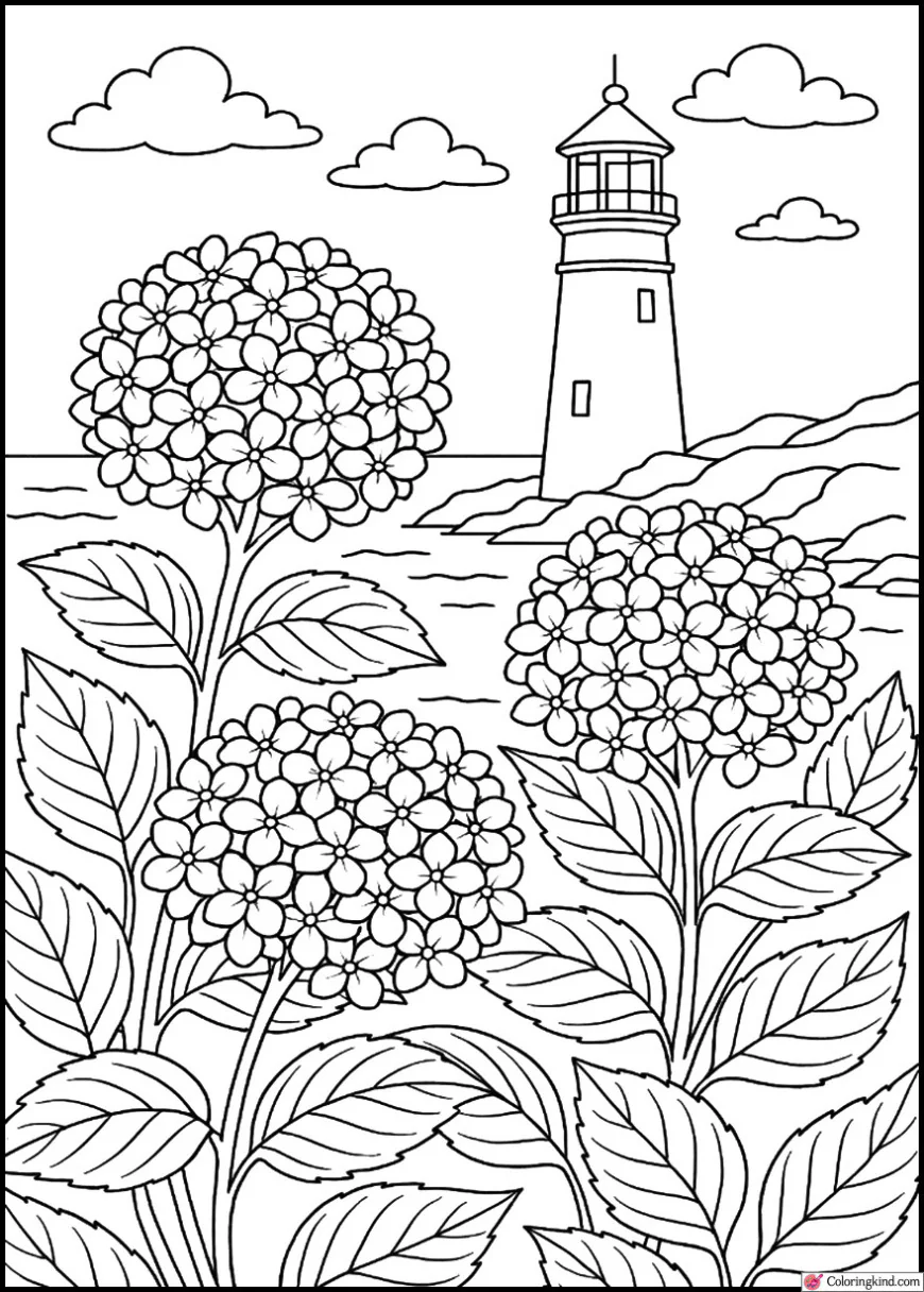 Hydrangea with Lighthouse View