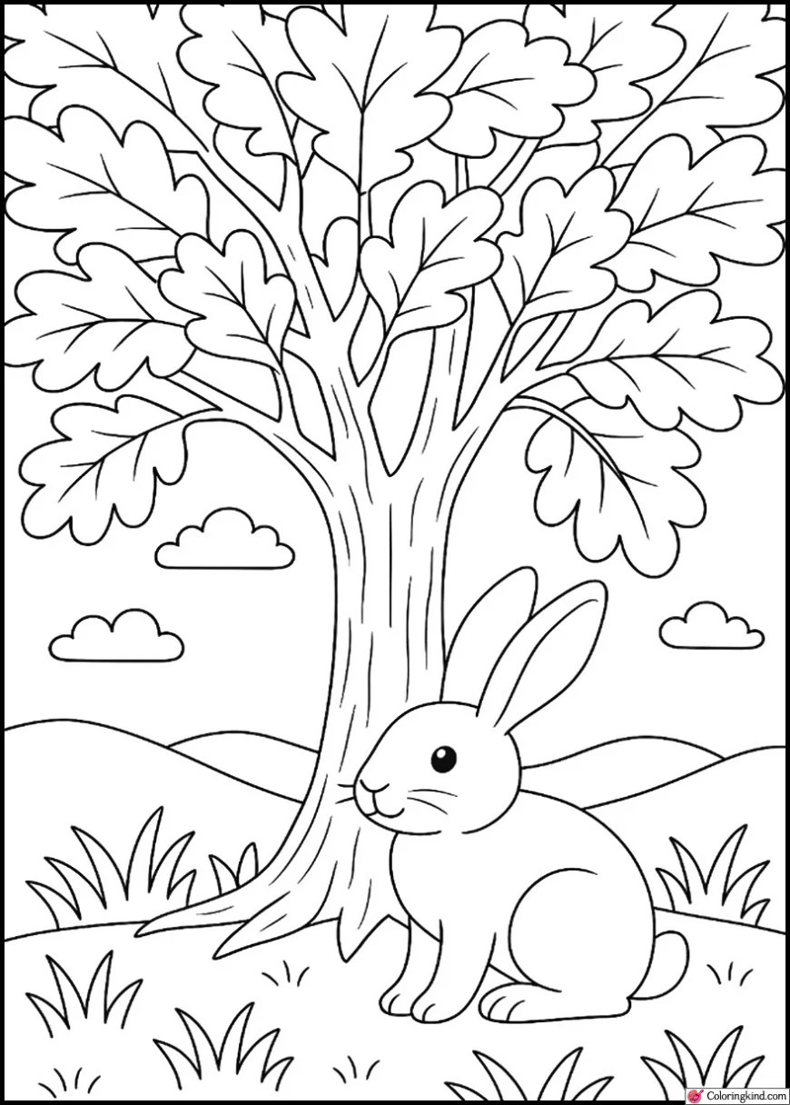 Bunny under a Big Oak Tree