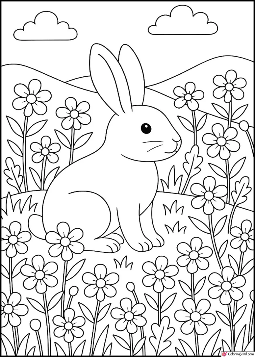 Bunny in a Flower Meadow