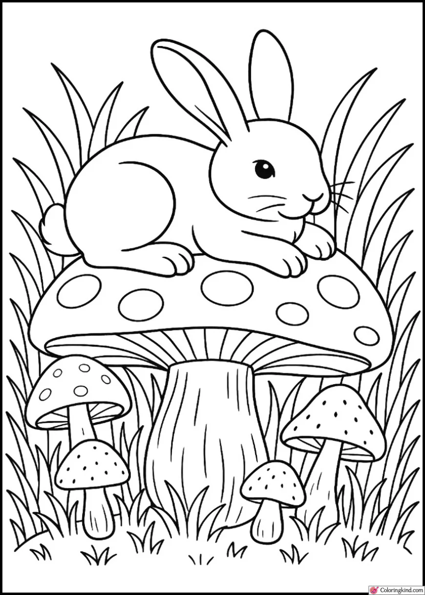Bunny resting on a Mushroom Patch