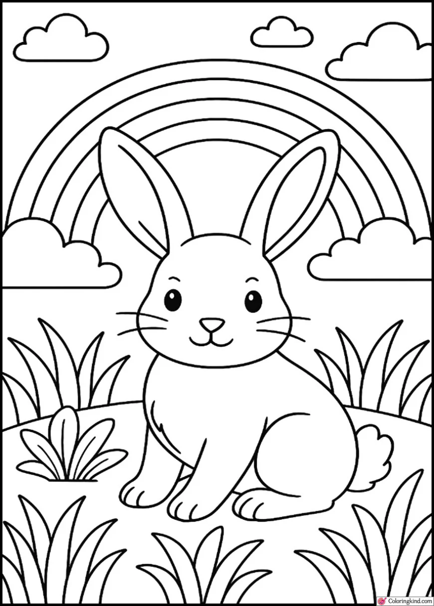 Bunny under a Rainbow Sky