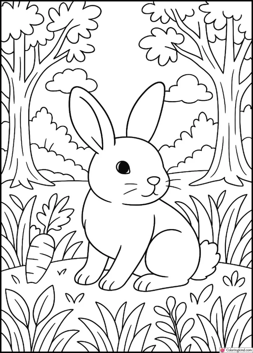 Bunny in a Forest Clearing