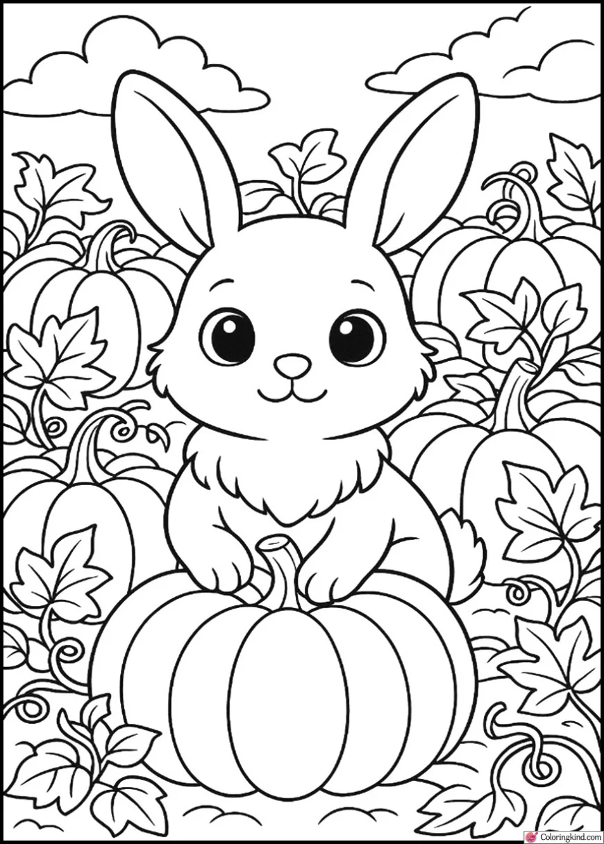 Bunny in a Pumpkin Patch