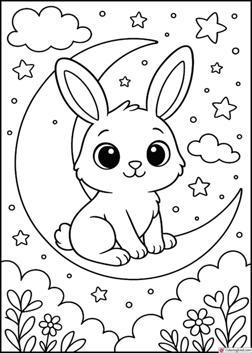 Bunny sitting on a Crescent Moon