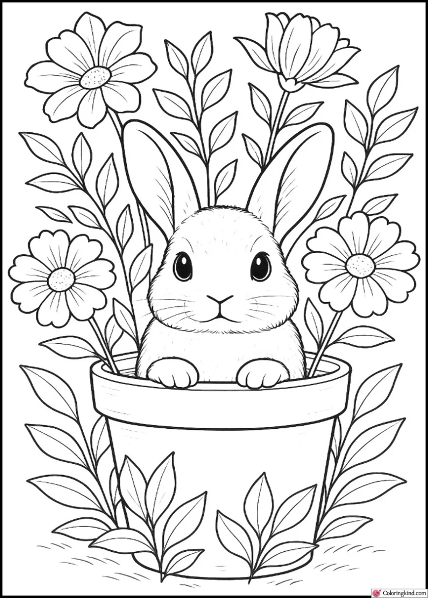 Bunny hiding in a Flower Pot