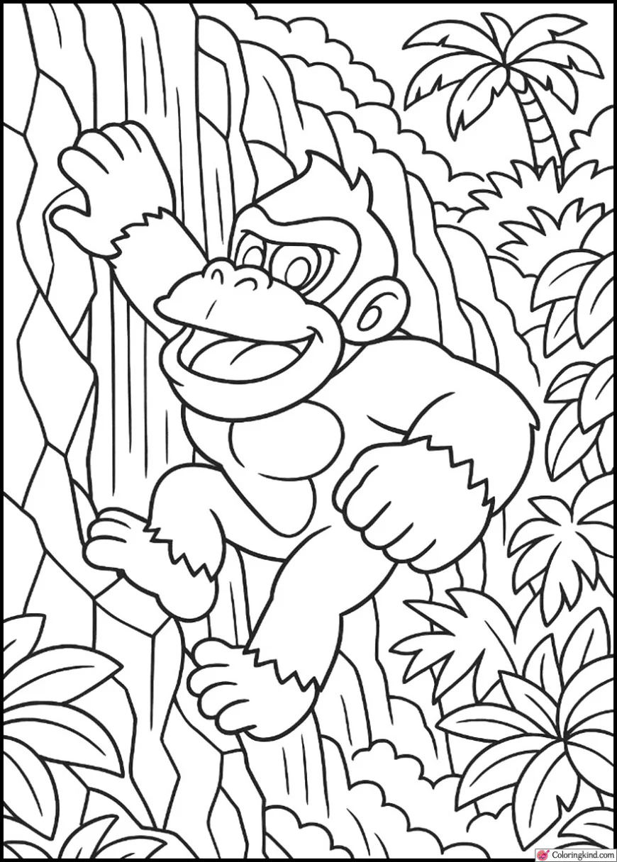Donkey Kong Climbing the Jungle Waterfall