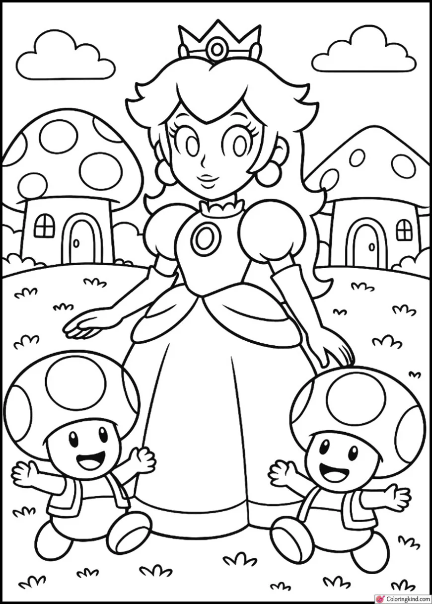 Peach with Toads in the Mushroom Village