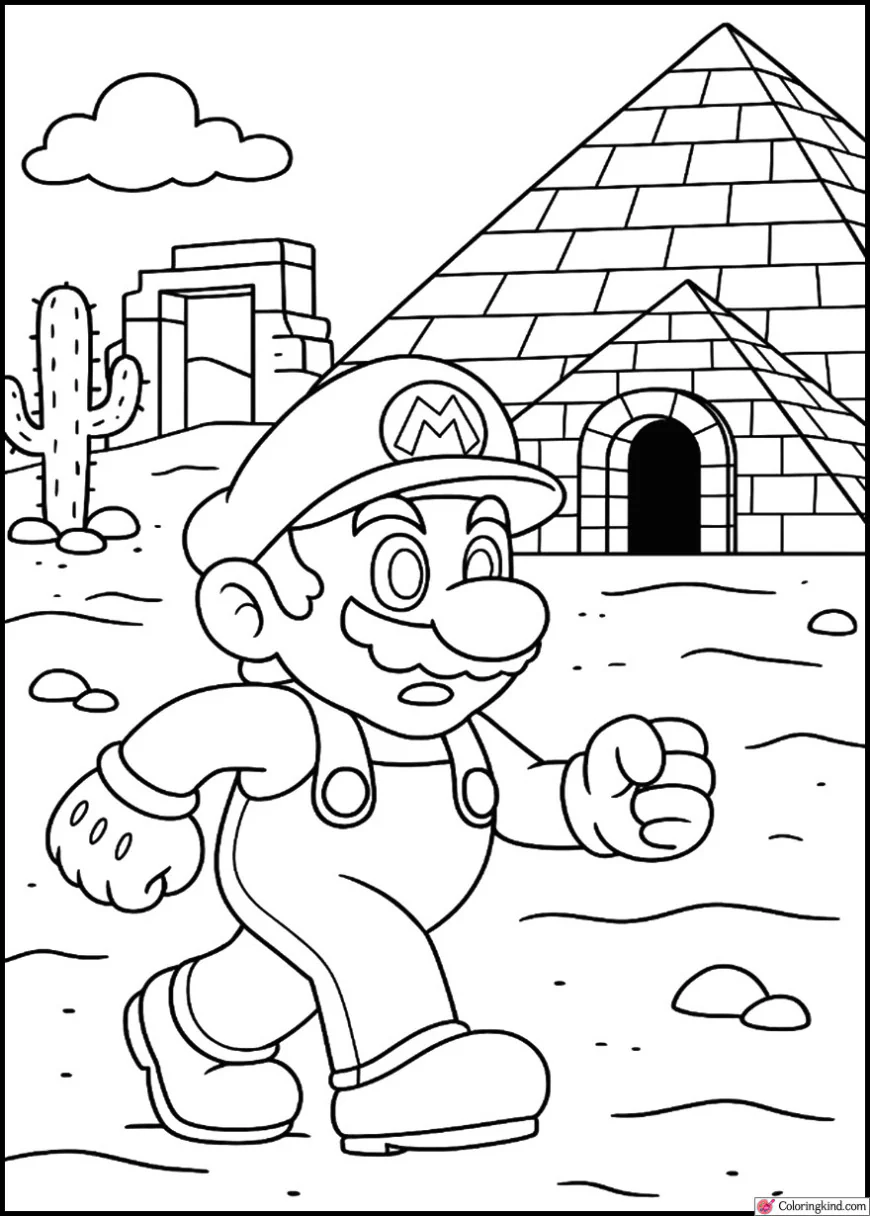 Mario Exploring the Desert Pyramid Ruins