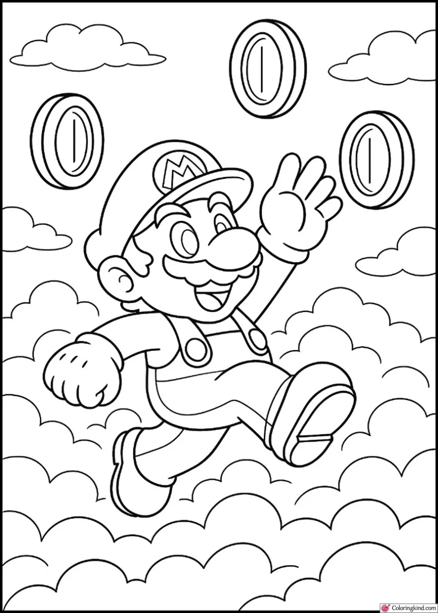 Mario Collecting Coins in the Cloud Kingdom
