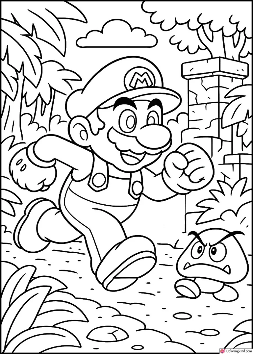 Mario Running Through the Jungle Ruins Path