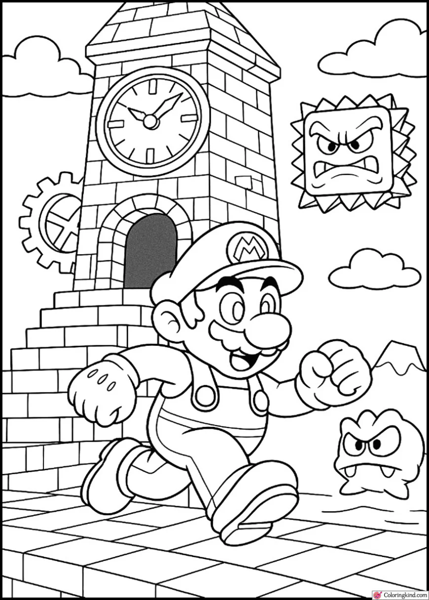 Mario Entering the Giant Clock Tower Level