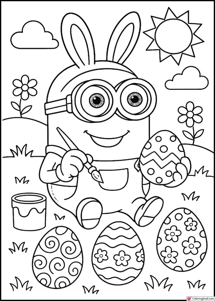 Tim Decorating Easter Eggs in Spring