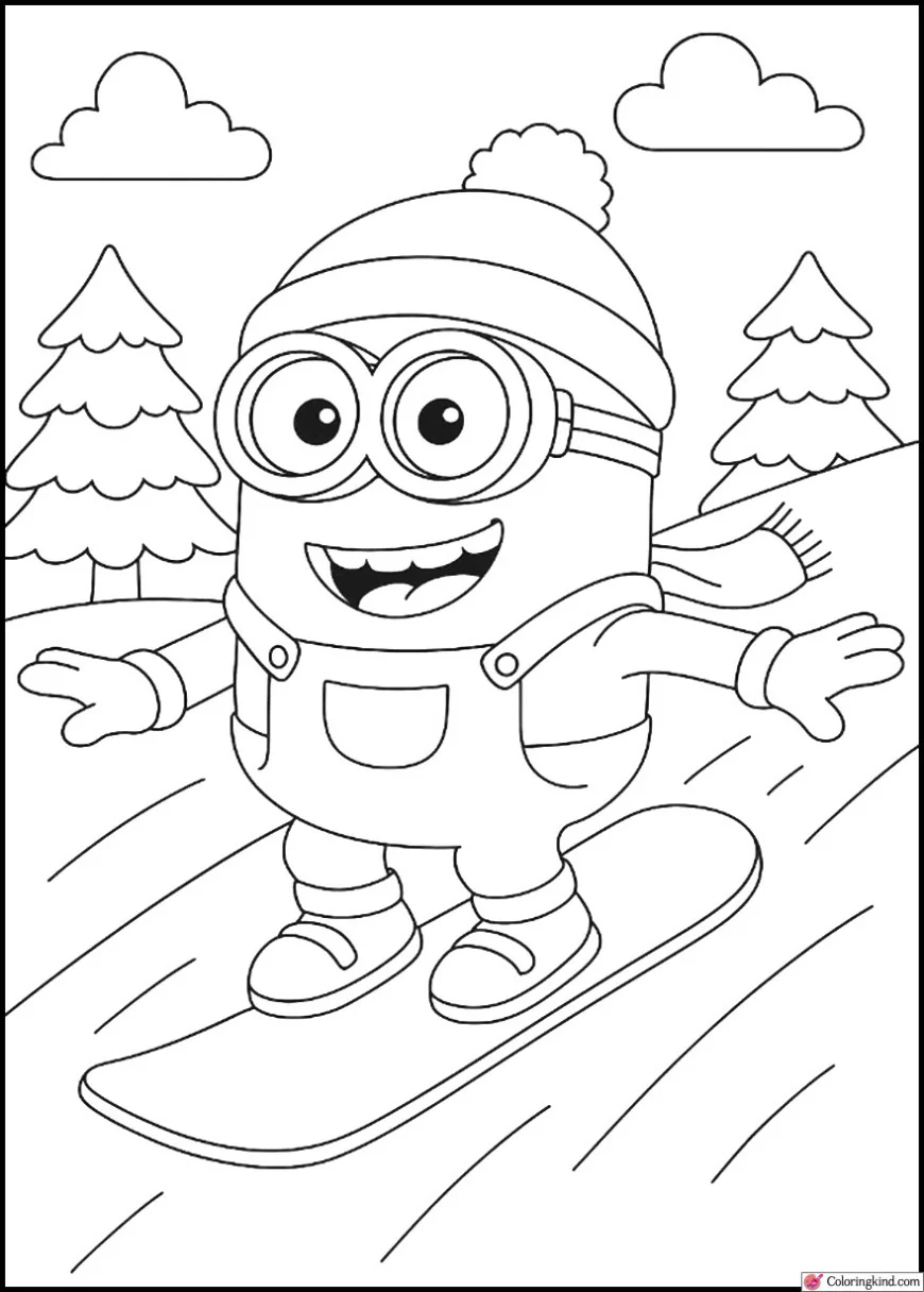 Jerry Snowboarding Down a Hill