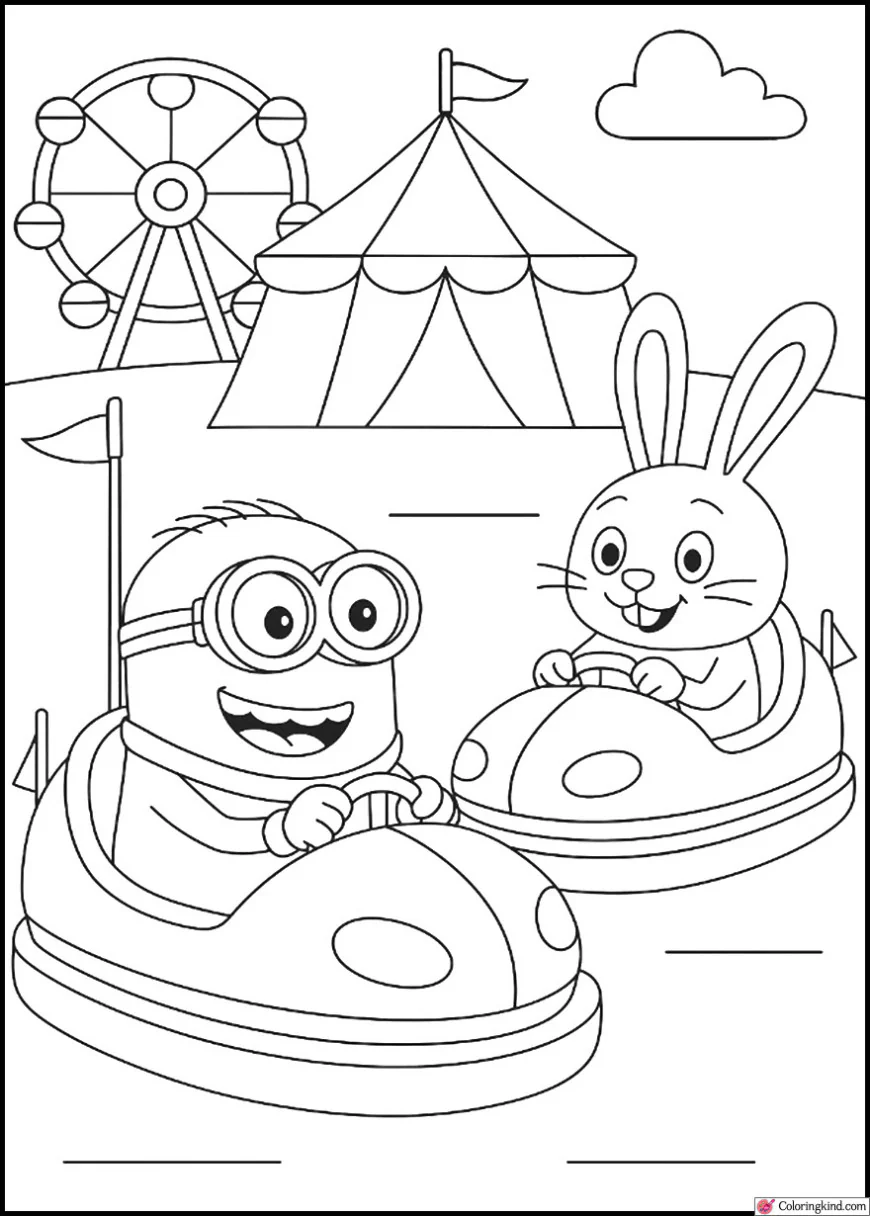 Jerry Riding Bumper Cars at a Carnival