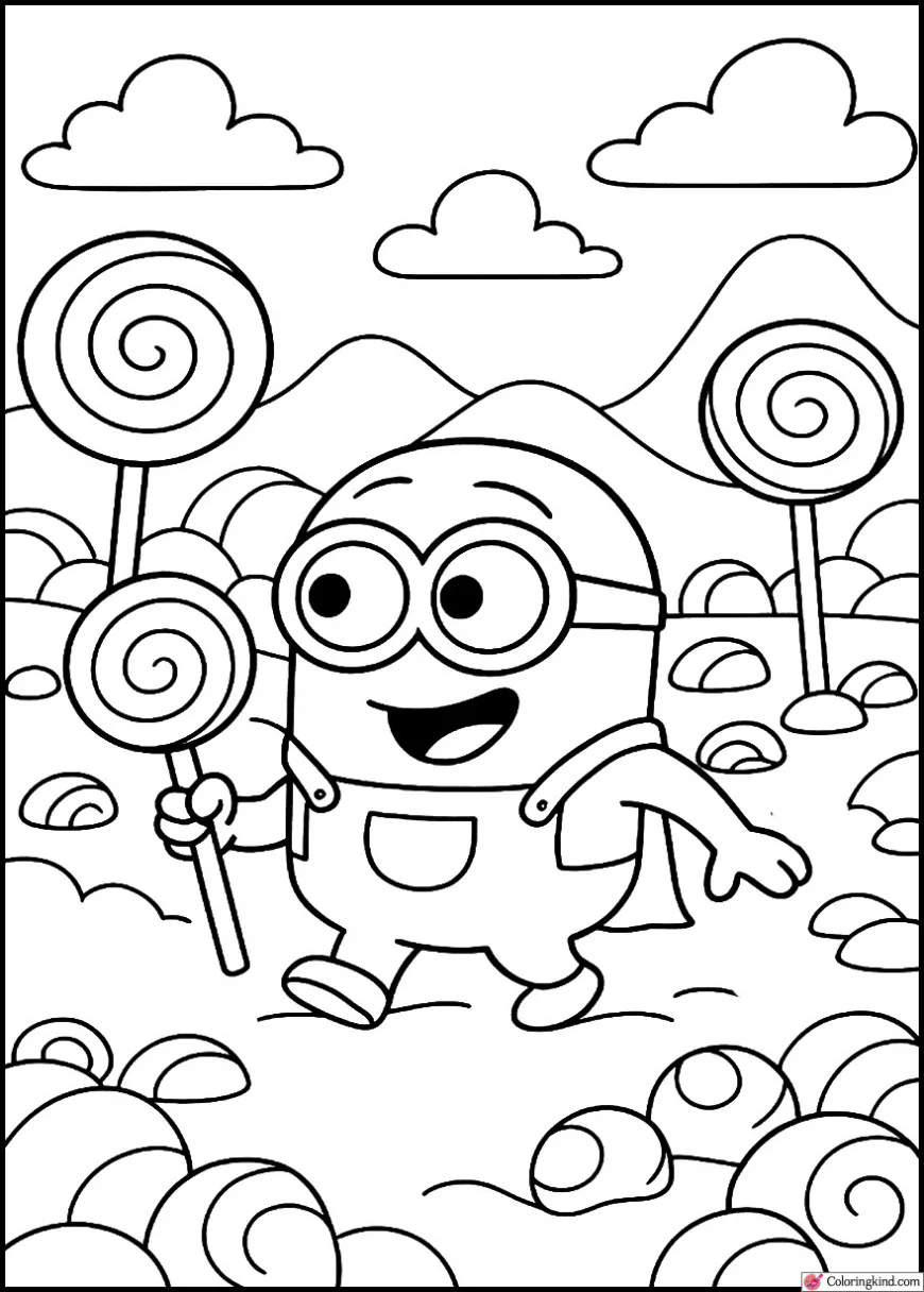 Bob Exploring a Candy Land with Lollipops