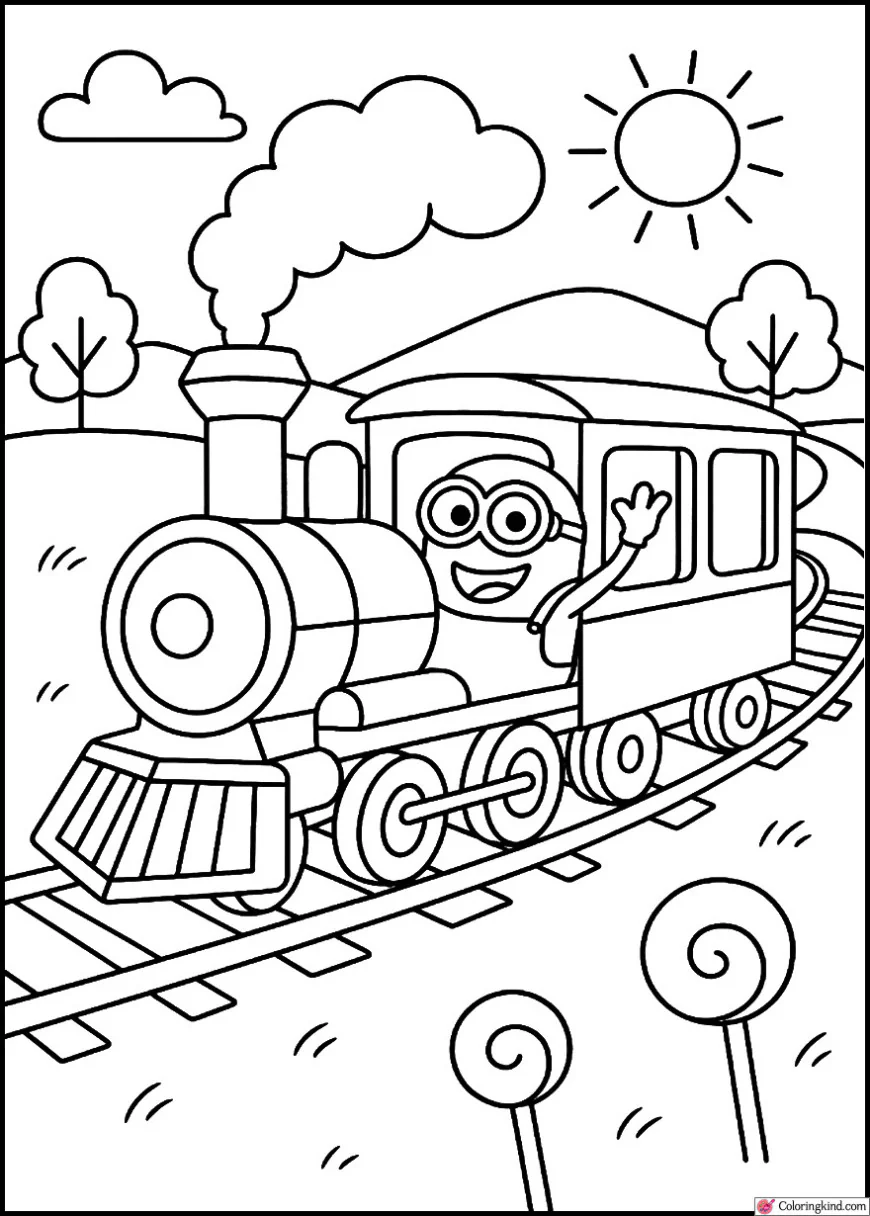 Bob Riding a Train Through the Countryside