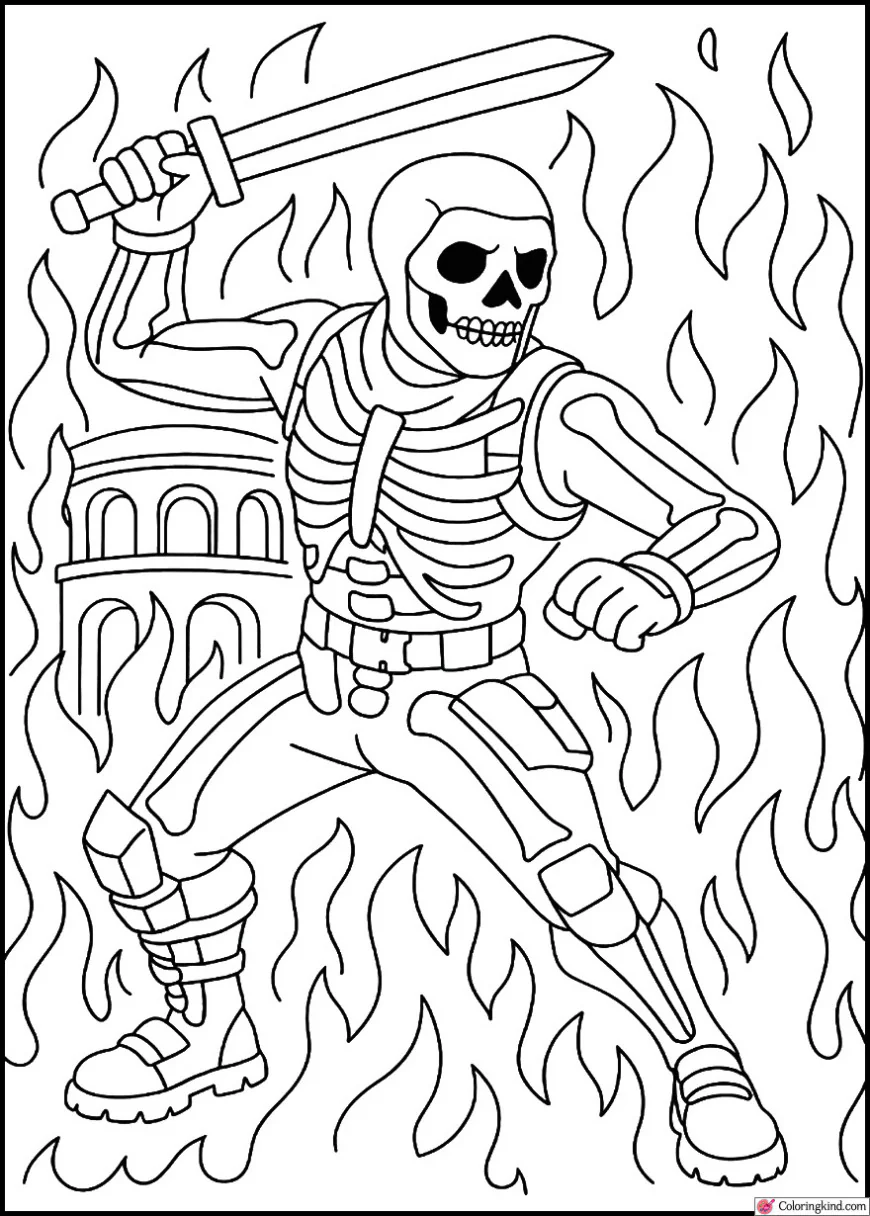 Skull Trooper Battling in Fire Arena