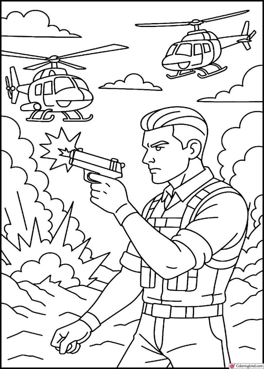 Midas Shooting Helicopters in War Zone