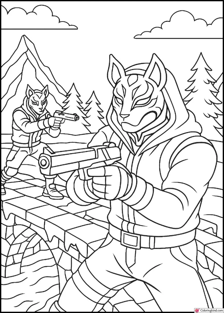 Drift Fighting on Ice Bridge With Guns