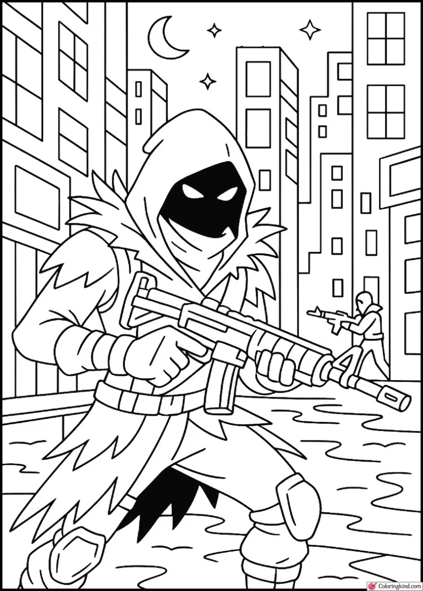 Raven in Neon City Gunfight at Night