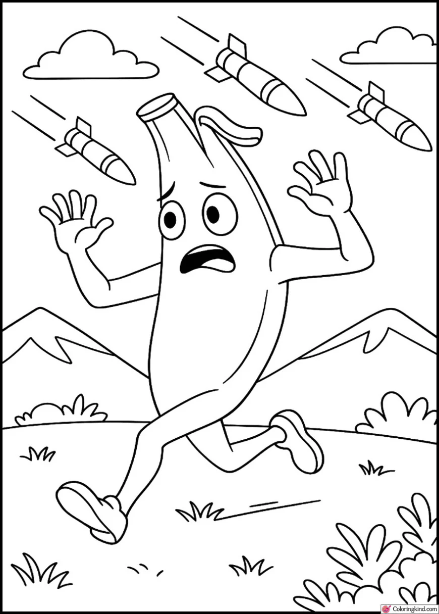 Peely Escaping Rockets in Open Field