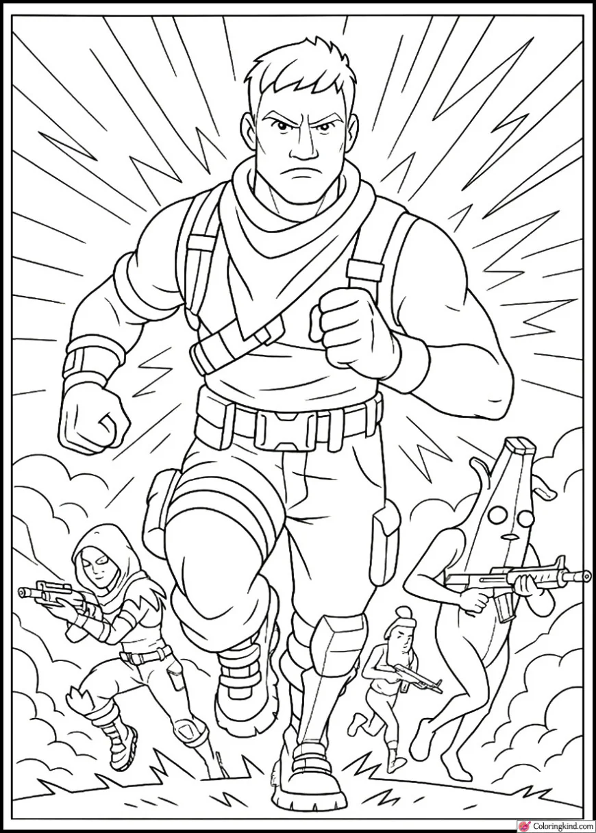 Fortnite Poster of Jonesy Leading a Team in Battlefield