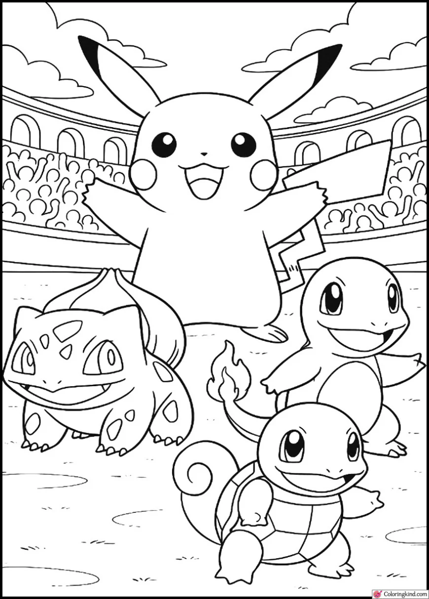 Pikachu Leading Starter Pokémon Army