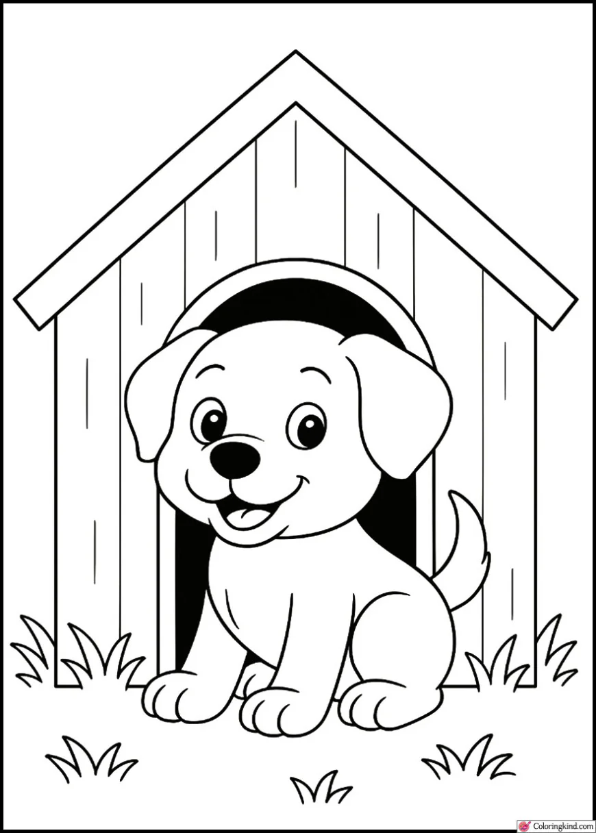 Puppy in a doghouse