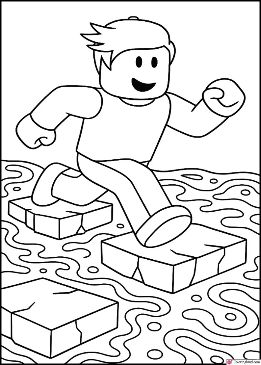 Roblox Avatar Running Across Lava Platforms