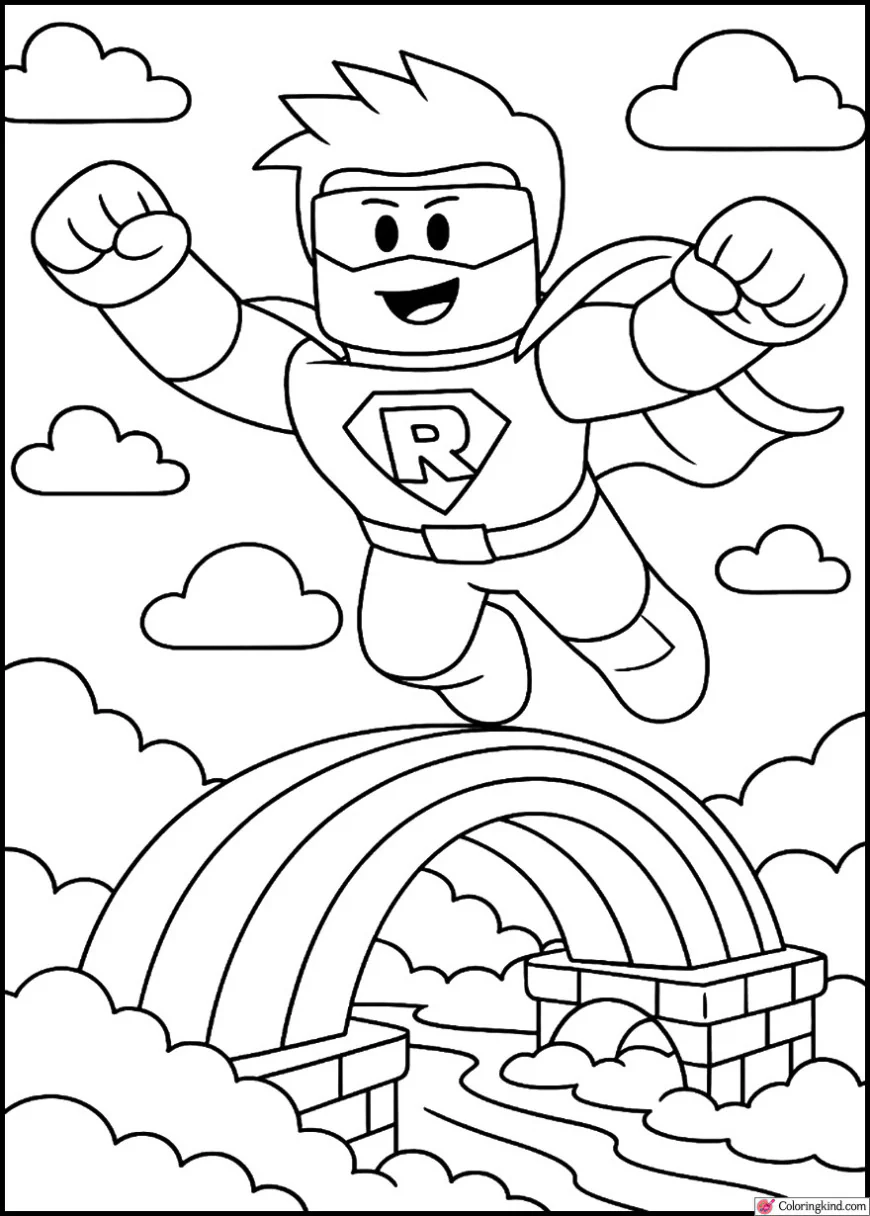 Roblox Hero Flying Over Rainbow Bridge